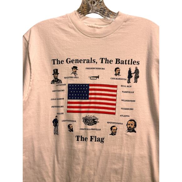 Vintage Hanes Beefy T Civil War Graphic White T-Shirt Generals Battles, Flag - Picture 7 of 7